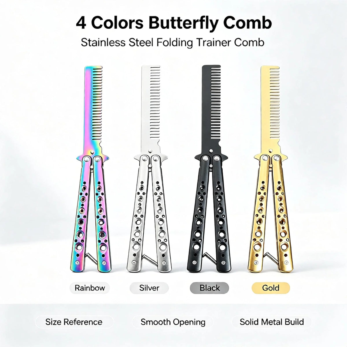 Stainless Steel Folding Butterfly Swing Comb | Hair Styling Folding Hair Comb Axl