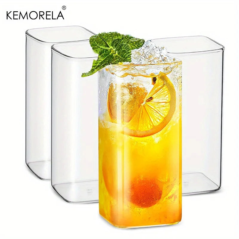 KEMORELA 4pc Highball Glasses 15oz/19oz – Clear Tall Drink Cups Highball Glasses Set Axl 384ml 4pcs 301-400ml