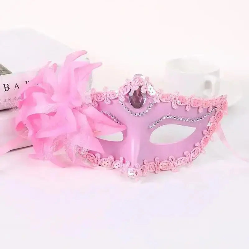 Lace Half Face Mask – Lily Flower Cosplay & Party Accessory Cosplay Face Mask Axl Pink