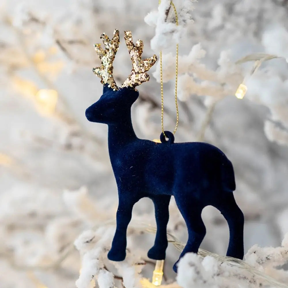 Glitter Reindeer Elk Flocked Christmas Tree Pendant Ornament Christmas Tree Ornament Axl
