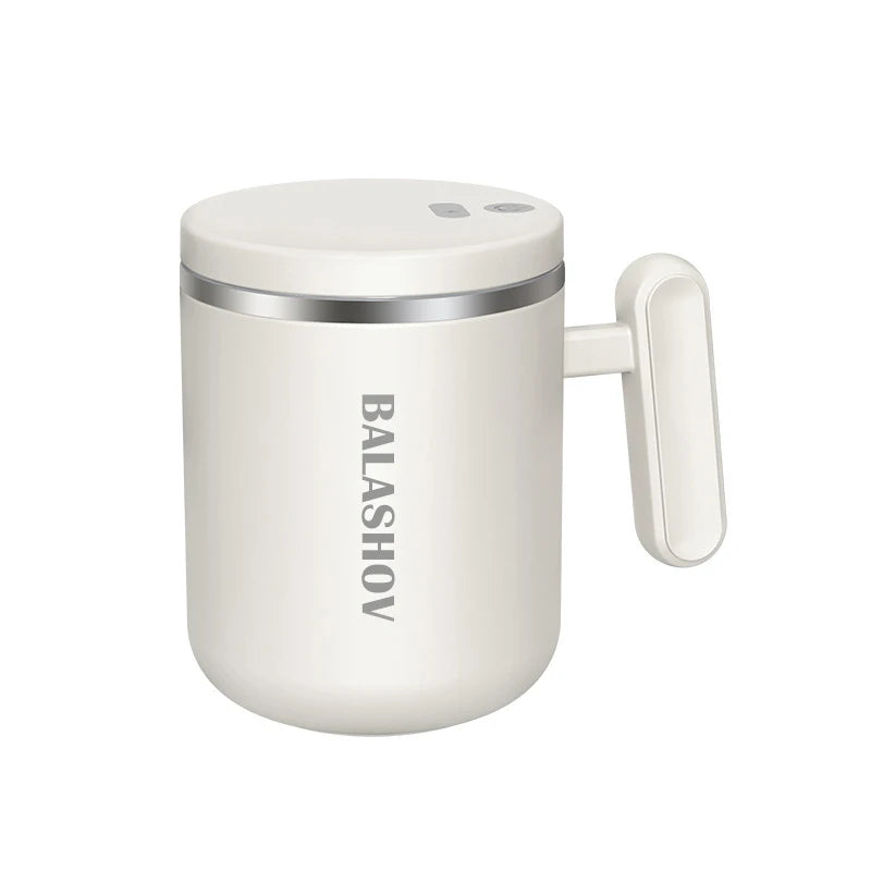 BALASHOV 400ml Electric Self-Stirring Coffee Mug | Auto Mix Cup Self-Stirring Mug Axl WHITE