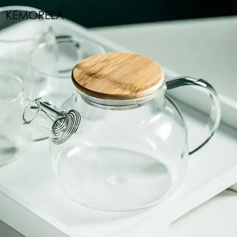 KEMORELA Clear Borosilicate Glass Teapot 1L & 1.8L | Tea Kettle Glass Teapot Axl