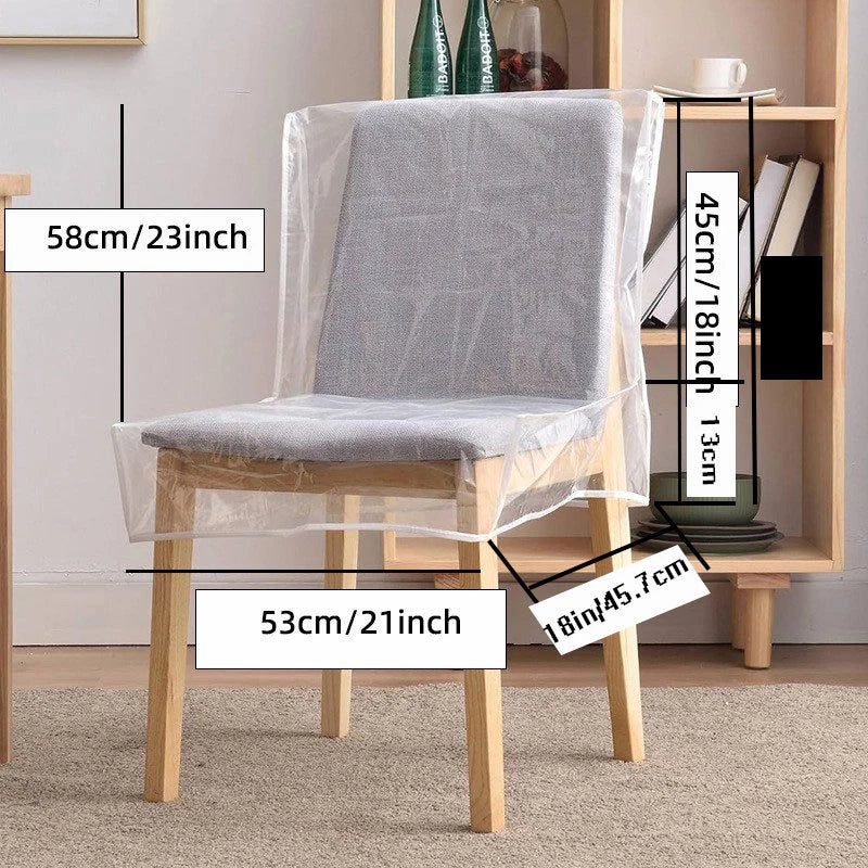 Transparent PVC Dining Chair Cover with Backrest – Dustproof Chair Cover Axl 1pcs