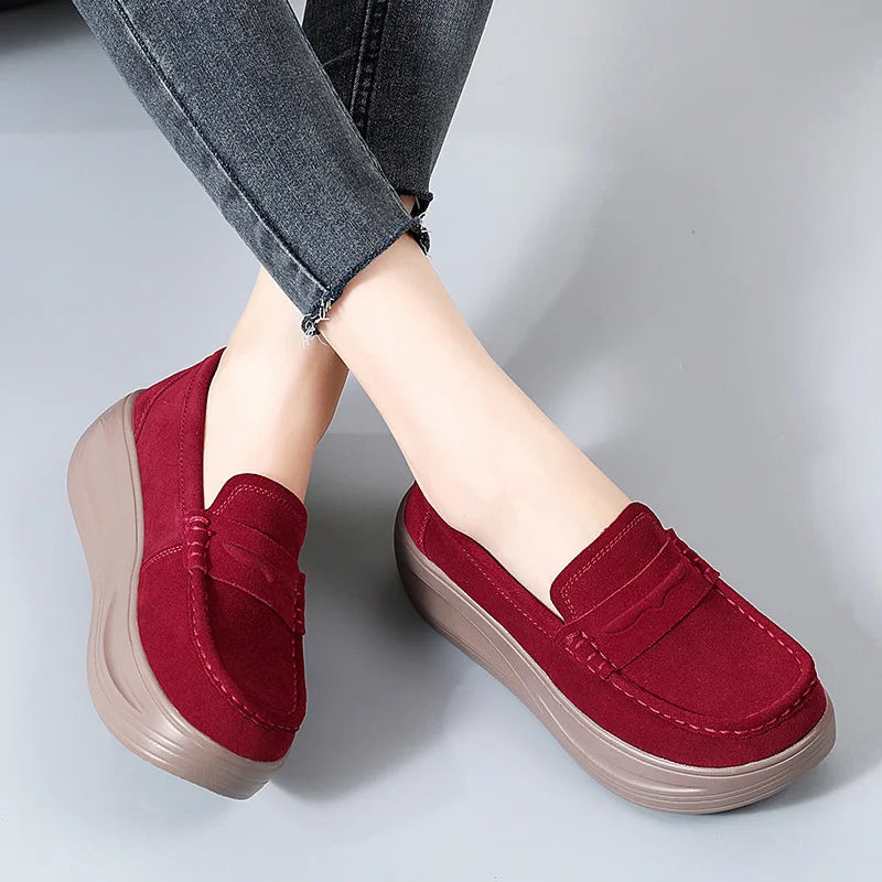 Women's Plus Size Wedge Platform Slip-On Shoes | Soft Sole Wedge Platform Shoes Axl