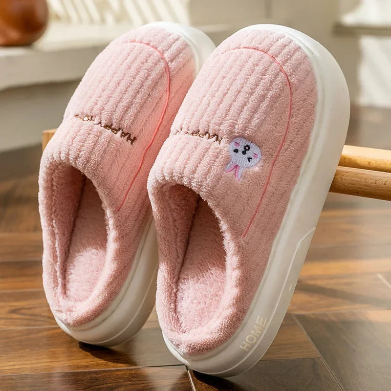 YBQJOO Men's Warm Cotton Winter Slippers – Anti-Slip Indoor Shoes Men's Winter Slippers Axl Pink 38-39