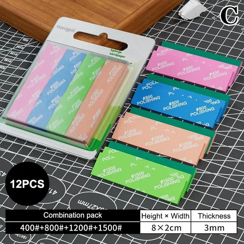 Wet/Dry Sponge Sandpaper Set 9/12 Pcs – #400 to #2000 Grit Sanding & Polishing Kit Axl C