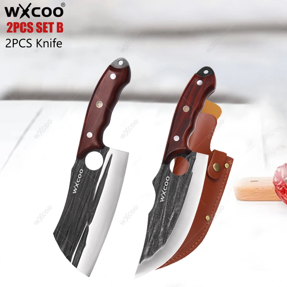 WXCOO Boning Knife Set – Stainless Steel Wood Handle Boning Knife Set Axl 2PCS SET B