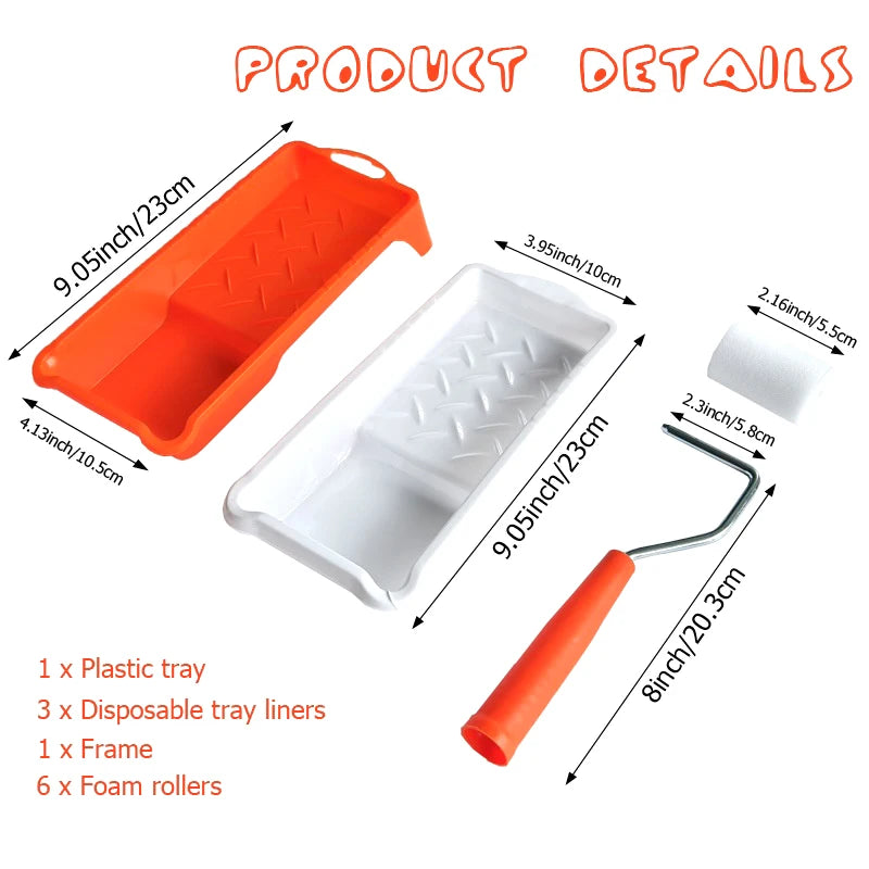 2-Inch Foam Paint Roller Kit with Tray & Liners | Wall & Craft Paint Roller Kit Axl