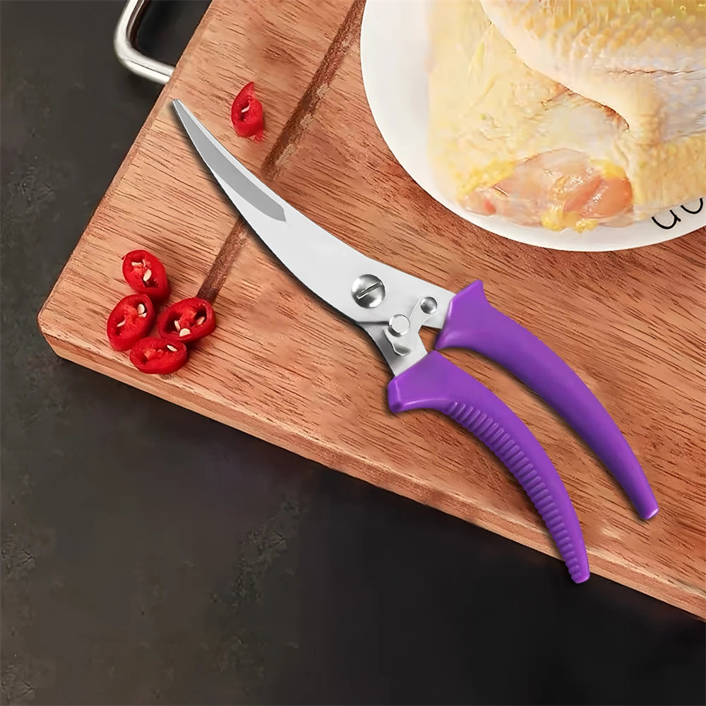 Professional Stainless Steel Kitchen Scissors & Heavy-Duty Shears Kitchen Scissors Axl Scissors-Purple