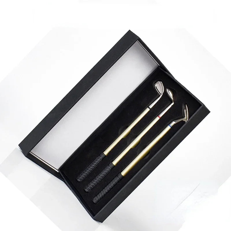 Golf Shape Gel Pen Set 3-Pack | Black Blue Red Ink Gift Box Gel Pen Set Axl