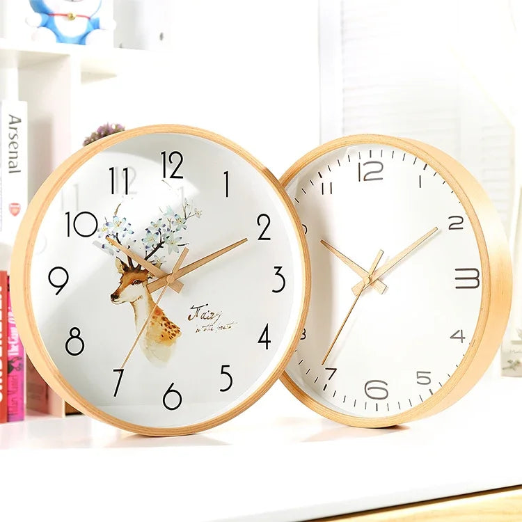 Nordic Wood Wall Clock – Silent Quartz Modern Home Decor Wall Clock Axl