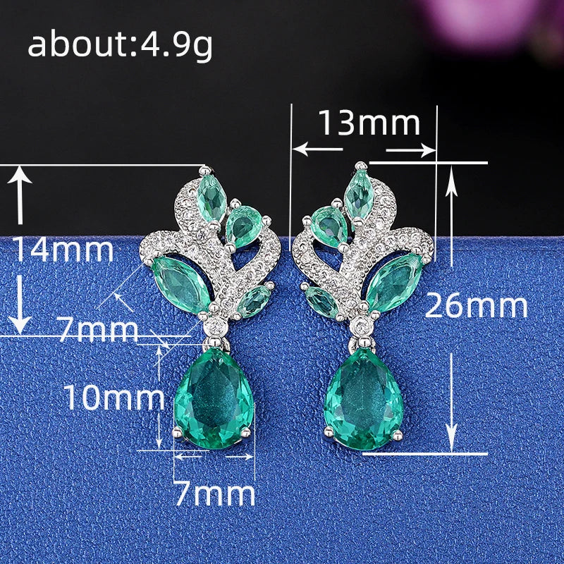 Huitan Green CZ Dangle Earrings – Elegant Drop Earrings for Women CZ Dangle Earrings Axl