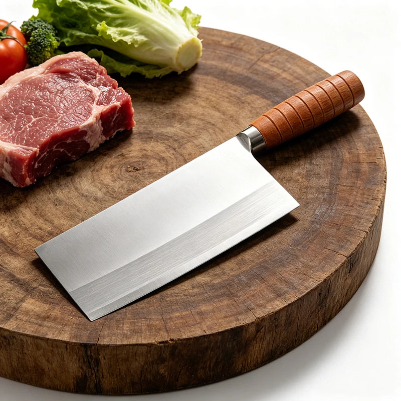 Chinese Cleaver Knife – Stainless Steel & Wooden Handle Kitchen Cleaver Knife Axl