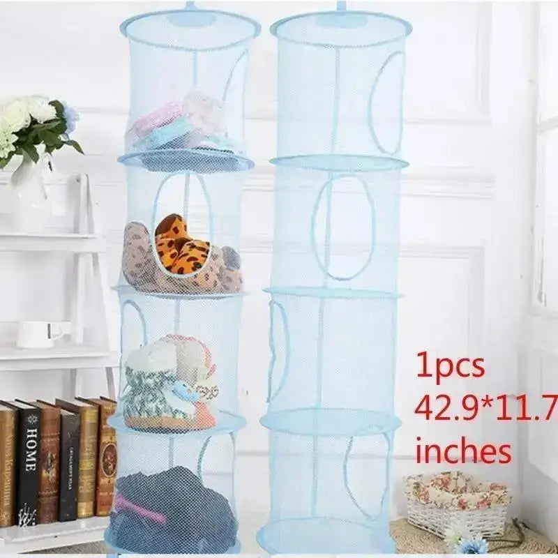 4-Layer Collapsible Mesh Hanging Basket | Home Storage Organizer Hanging Storage Basket Axl