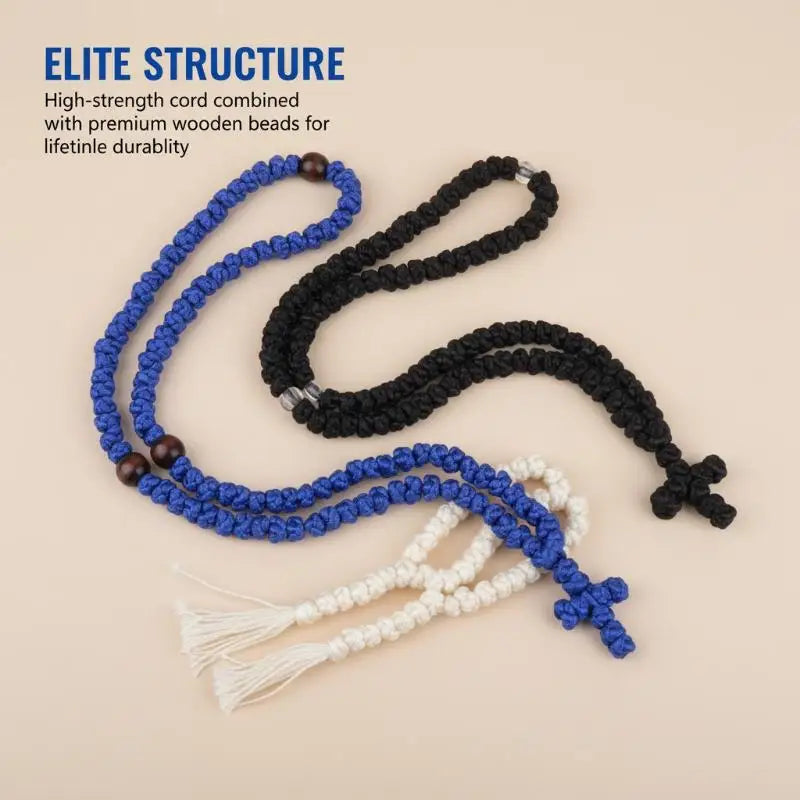 Komboskini Prayer Rope Necklace – Handmade Orthodox Cross Prayer Rope Necklace Axl