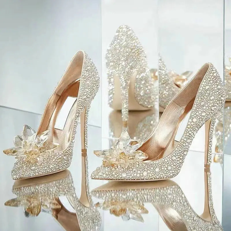 Women's Crystal Rhinestone Pointed Toe Wedding Pumps | Heels Wedding Pumps Axl