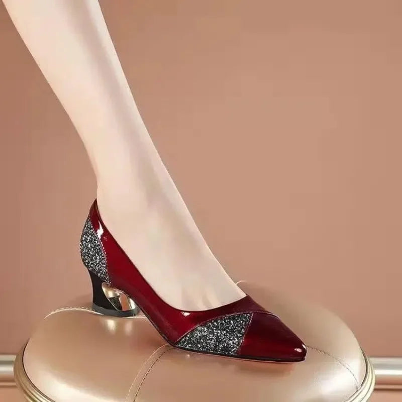 Women's Mid Heel Pointed Toe Pumps – Slip-On Party Shoes Mid Heel Pumps Axl
