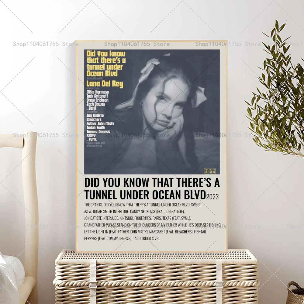 Lana Del Rey Album Wall Poster – Self-Adhesive Waterproof Sticker Music Wall Poster Axl z5 40x60cm No Frame