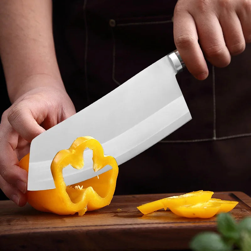 InLeung Professional Cleaver Knife – Stainless Steel Wood Handle Kitchen Cleaver Knife Axl