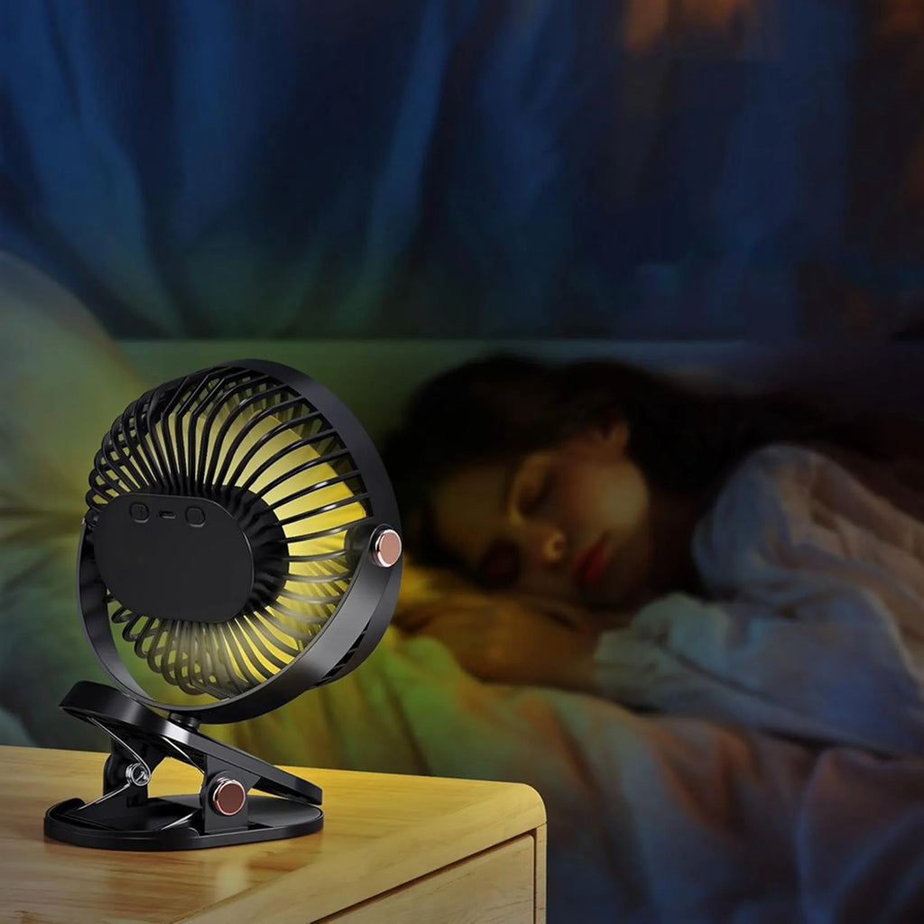 2-Pack Rechargeable Clip-On Fan with LED | 360° USB Mini Fan Clip-On Desk Fan Axl