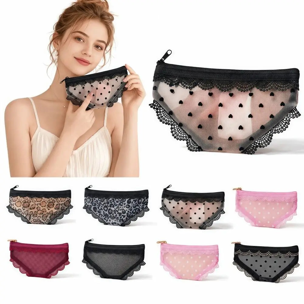 Y2K Briefs Shape Cosmetic Bag – Mesh Lace Makeup Pouch Cosmetic Makeup Bag Axl