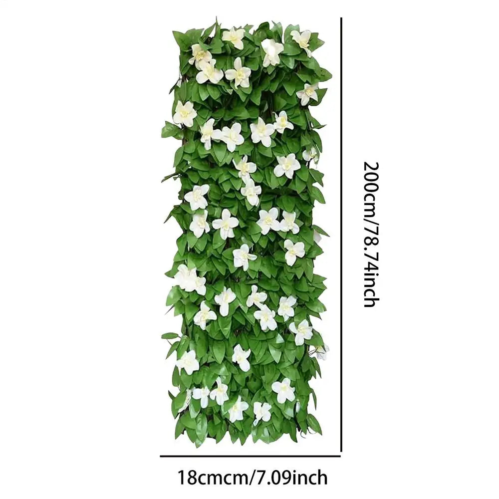 Expandable Artificial Hedge Privacy Screen with Flowers Artificial Privacy Hedge Axl white orchid