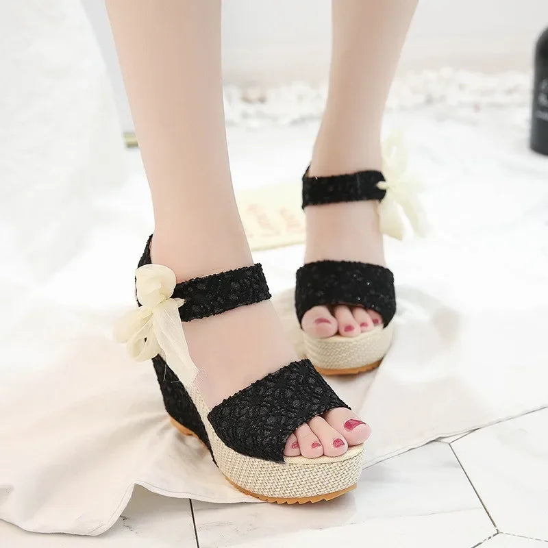 Women's Platform Wedge Sandals – Lace-Up Open Toe High Heels Platform Wedge Sandals Axl