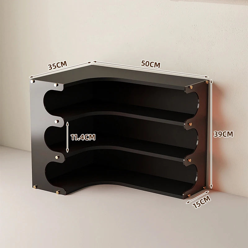 Nordic 3-Tier Corner Storage Shelf – Wood Desk Organizer Rack Corner Storage Shelf Axl Black 3 Layers