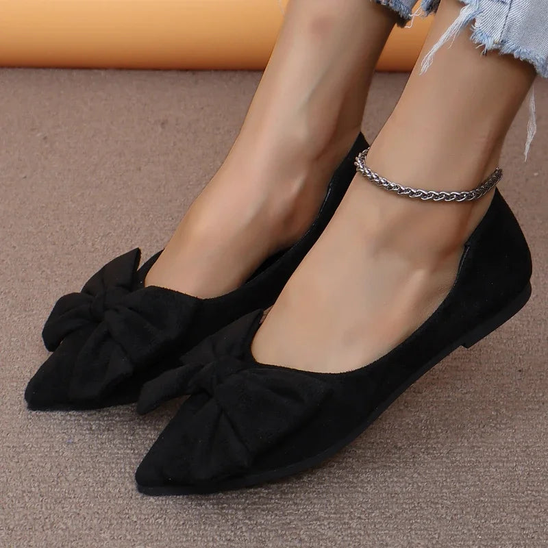 Women's Pointed Toe Bow Flat Loafers | Casual Slip-On Flats Women's Flat Loafers Axl