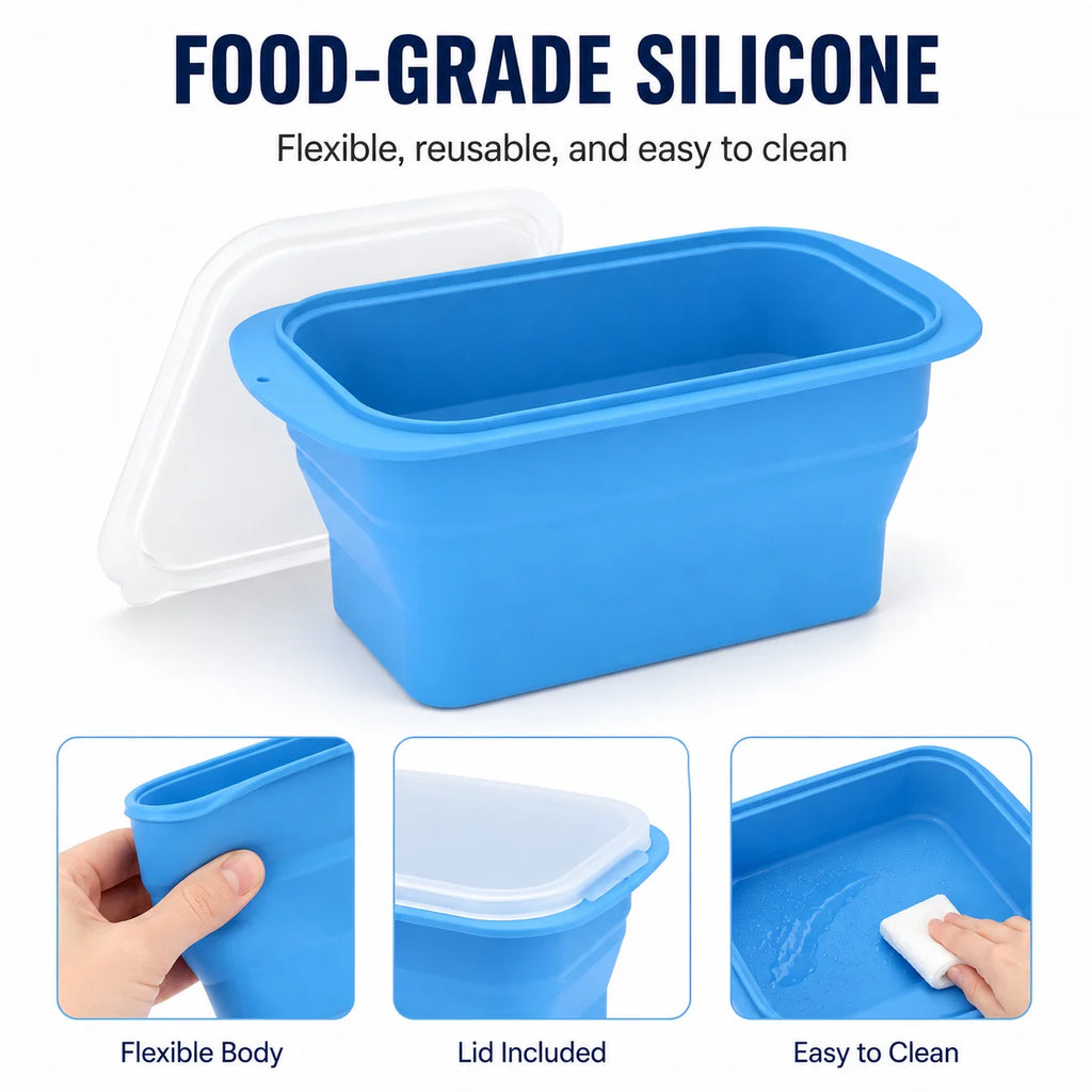Extra Large Collapsible Silicone Ice Block Mold with Lid | 8 lb Silicone Ice Mold Axl