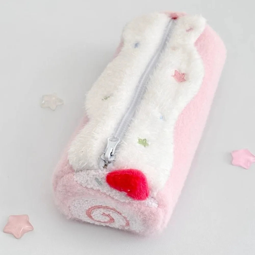 Plush Pencil Case – Large Kawaii Cute Stationery Bag Plush Pencil Case Axl Pink - 1pc