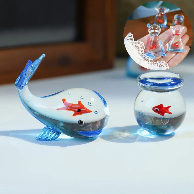Mini Glass Fish Figurine – Handcrafted Pocket Fish Sculpture Decor Glass Figurine Axl