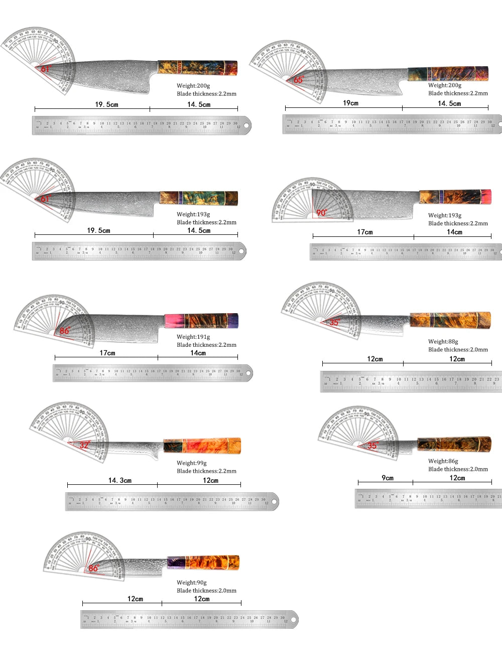 XITUO Damascus Steel Chef Knife Set – VG10 Core, Wood Handle Kitchen Knife Set Axl