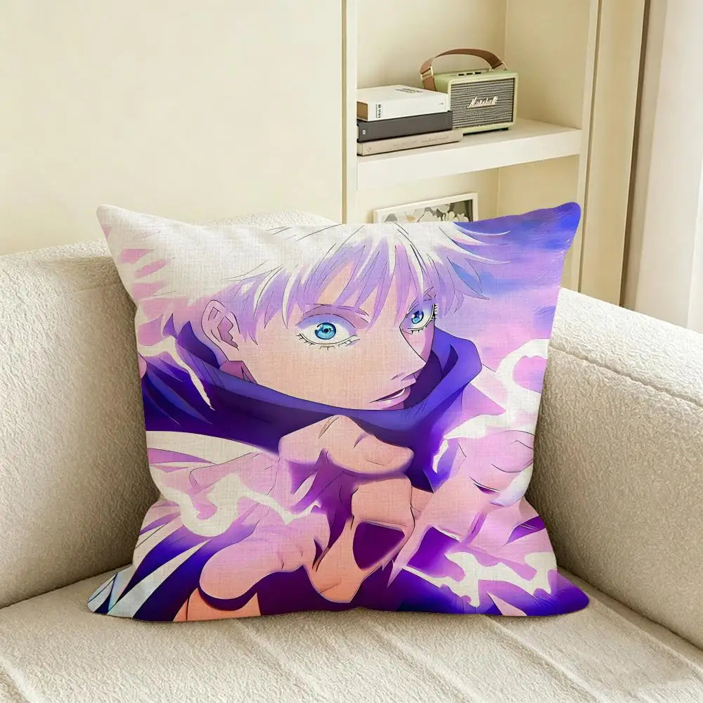 Jujutsu Kaisen Linen Cushion Cover – Anime Sofa & Bed Decor Anime Cushion Cover Axl White5 60X60cm