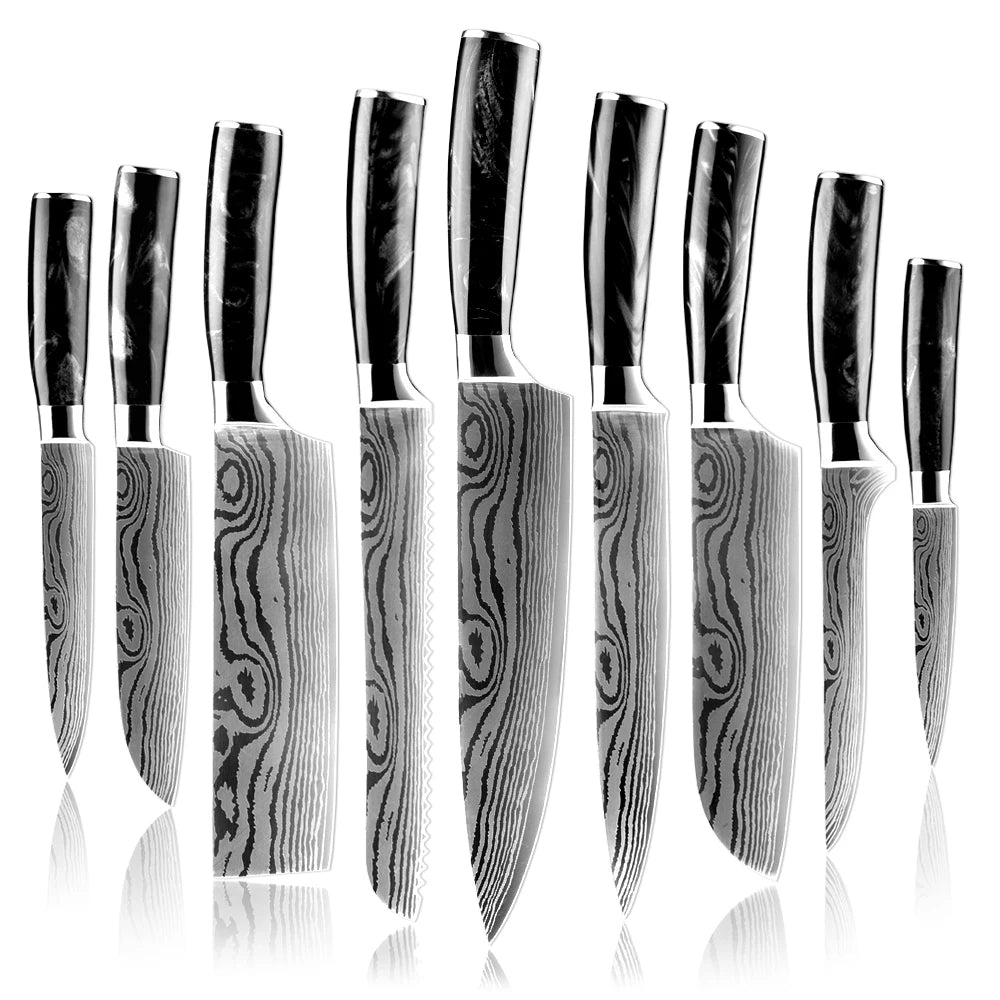 XITUO Damascus Kitchen Knife Set 1-9 Pcs – Chef & Santoku Kitchen Knife Set Axl 9PCS Knife