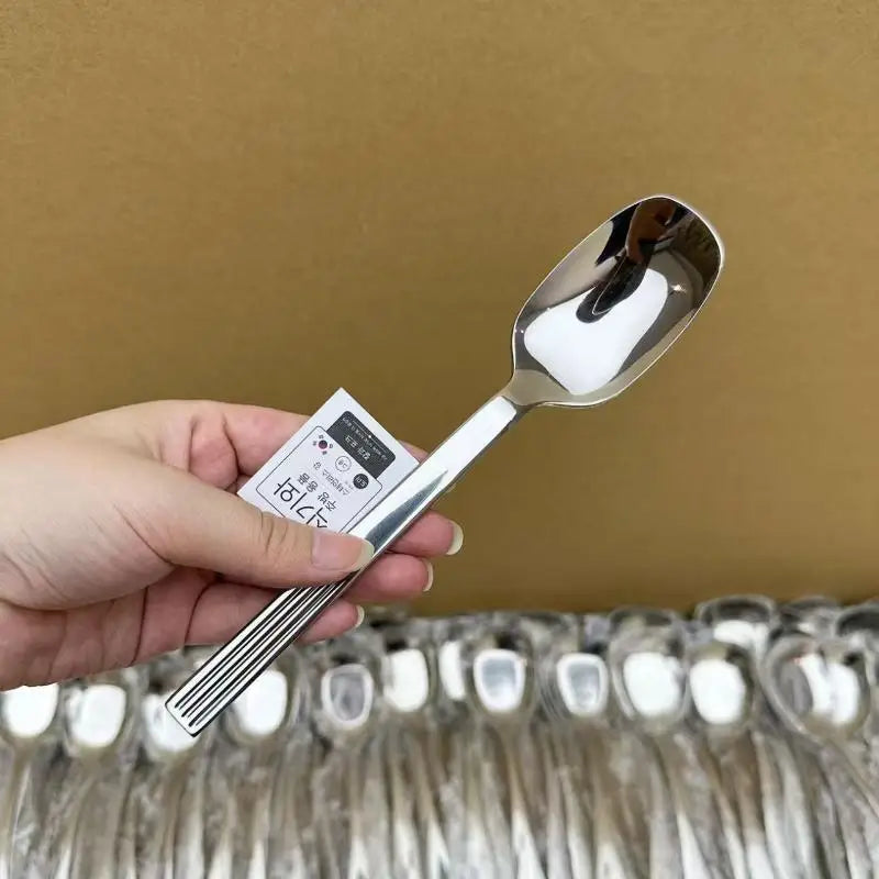 Stainless Steel Square Head Soup Spoon – Long Handle Dinner Scoop Dinner Soup Spoon Axl