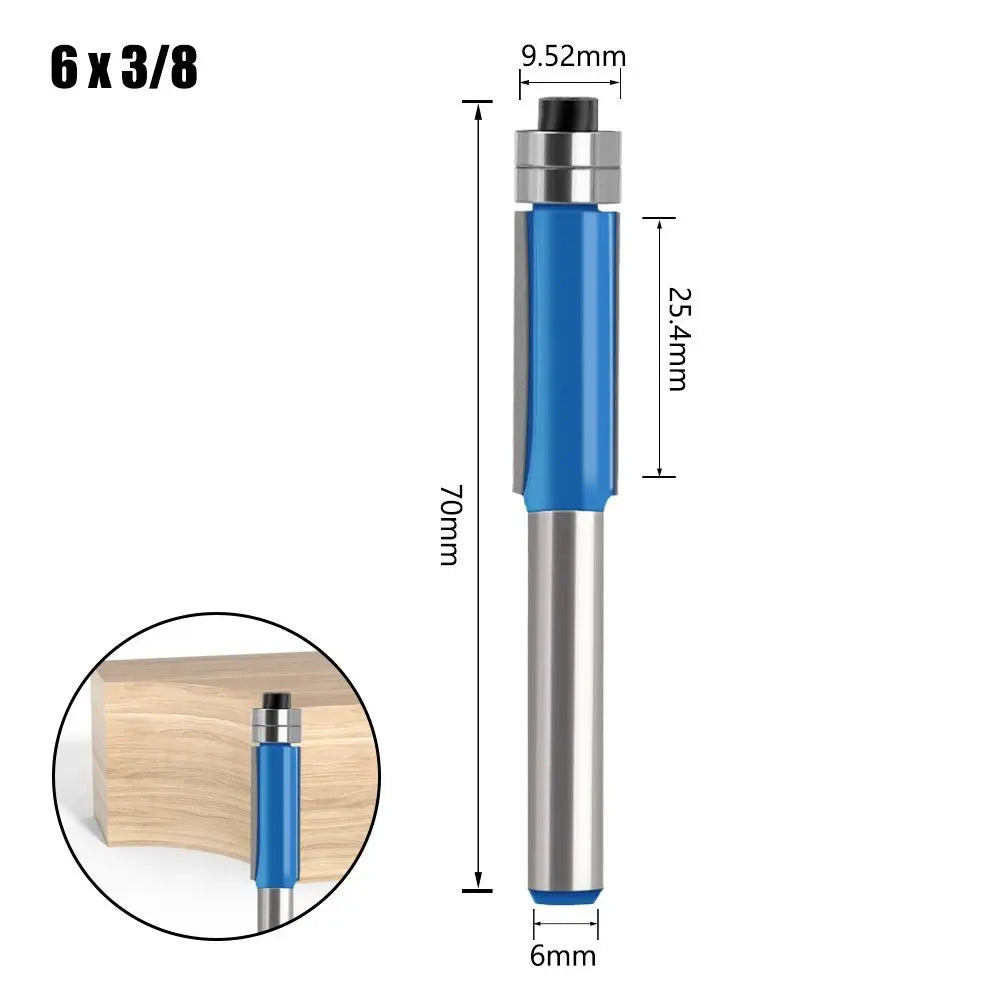 6mm Double Bearing Flush Trim Router Bit – Carbide Woodworking Router Bit Axl 6x3-8