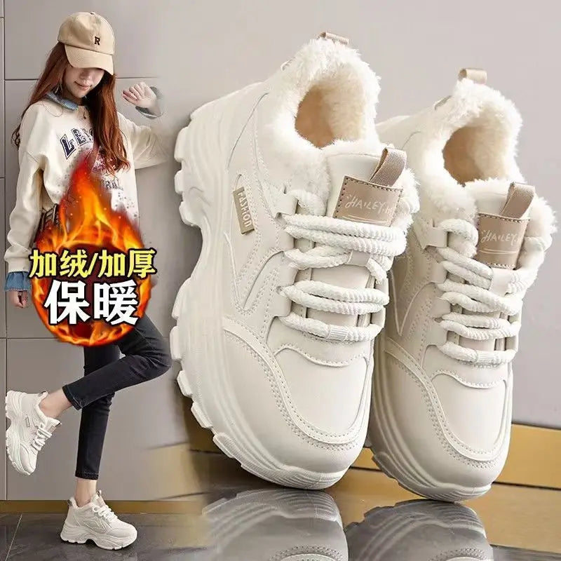 Fleece Lined Women's Winter Sneakers – Chunky Sole Casual Shoes Women's Winter Sneakers Axl