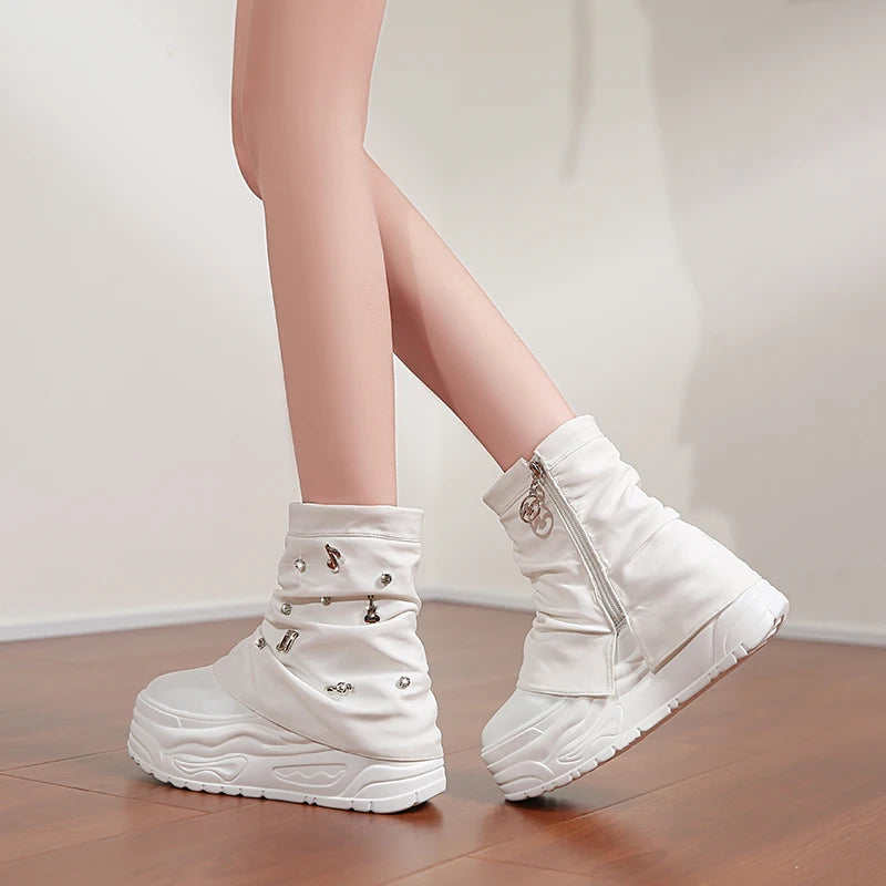 Women's Platform Punk Gothic Ankle Boots | Zip-Up Moto Boots Platform Ankle Boots Axl