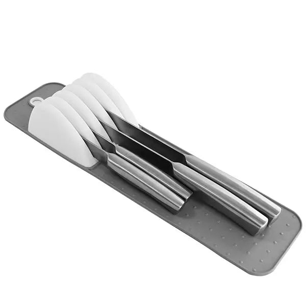 Non-Slip Knife Drawer Organizer Mat – 5 & 11 Slot Holder Knife Drawer Organizer Axl 5 Slot