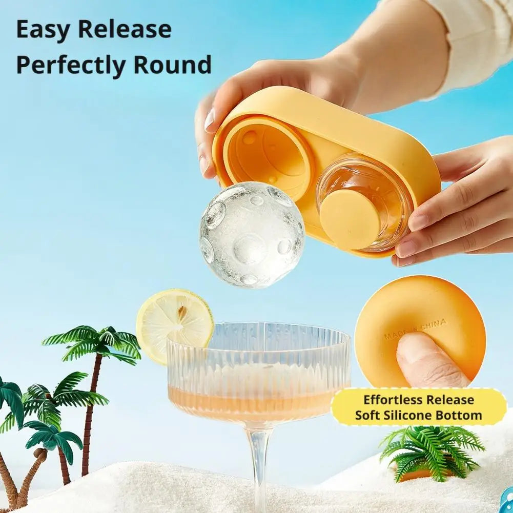 Moon Texture Silicone Ice Ball Mold – 2 Large Sphere Cavities Silicone Ice Mold Axl