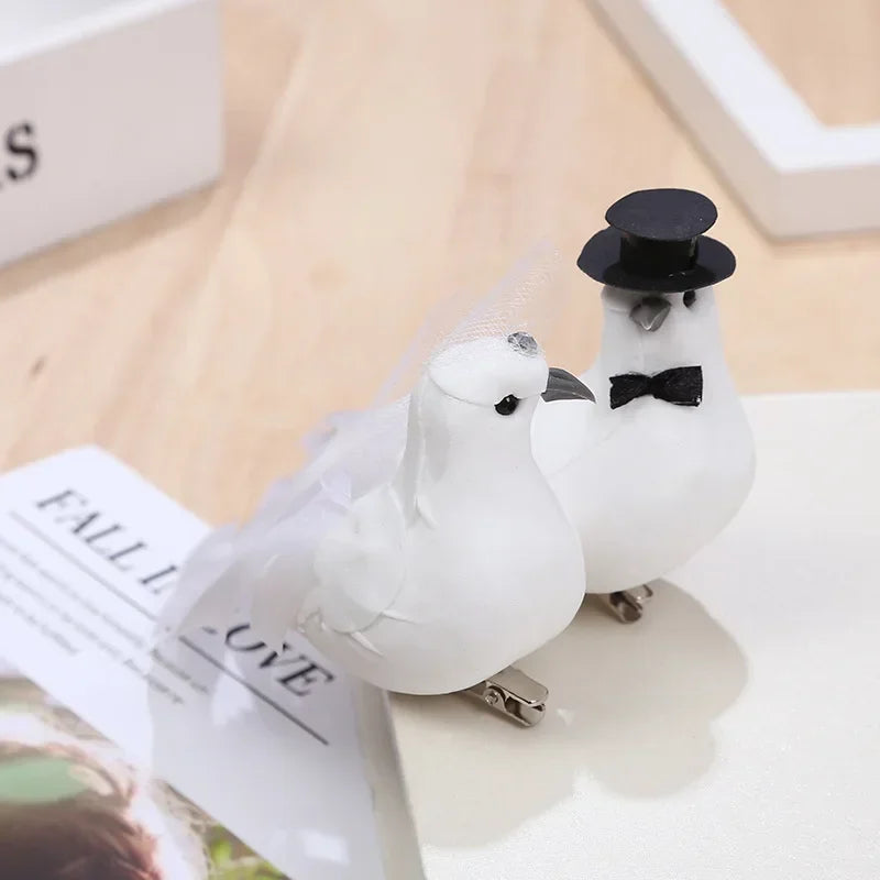 White Dove Couple Figurines – Garden & Home Hanging Décor Pair Garden Bird Figurines Axl