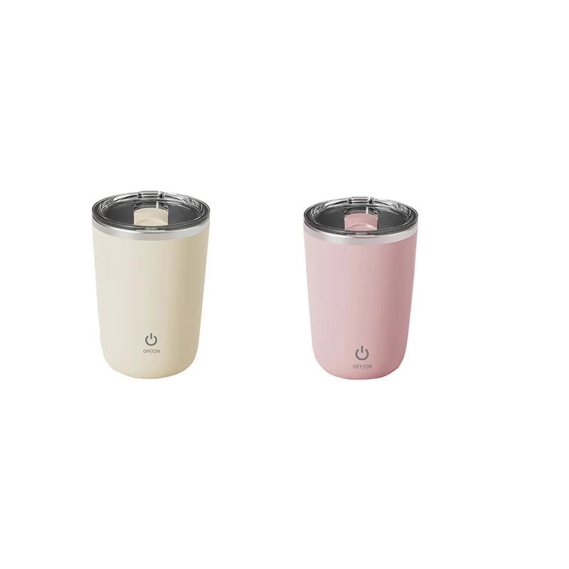 USB Rechargeable Electric Mixing Cup – Coffee & Drink Blender Electric Drink Mixer Axl beige and pink