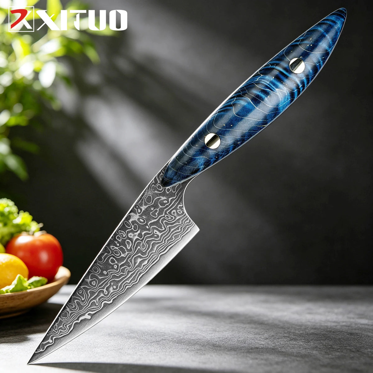 XITUO 3.5" Damascus Steel Paring Knife – Wood Handle Paring Knife Axl Paring Knife