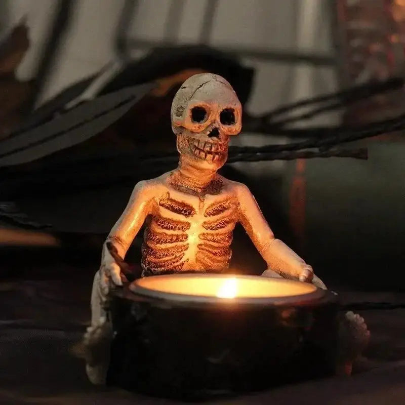 Halloween Skull Candle Holder – Resin Tea Light Cup Decor Skull Candle Holder Axl