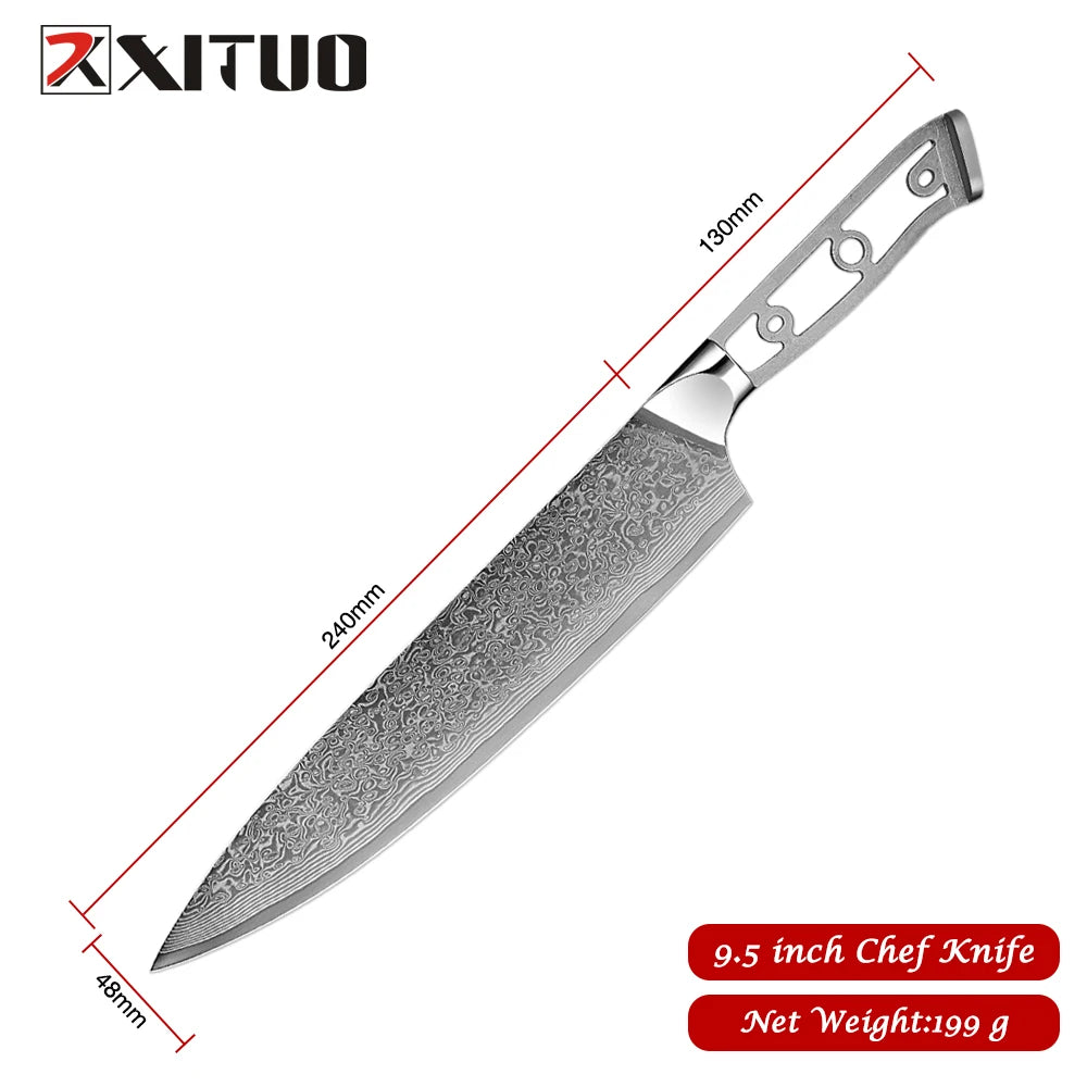 Damascus Steel Knife Blank Set – 8-Pc DIY Chef Knives | Xituo DIY Knife Blank Set Axl 9.5 Chef Knife