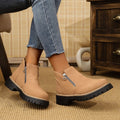 UXST Women's Platform Ankle Boots | Plus Size Thick Sole Zip Platform Ankle Boots Axl Pink 41