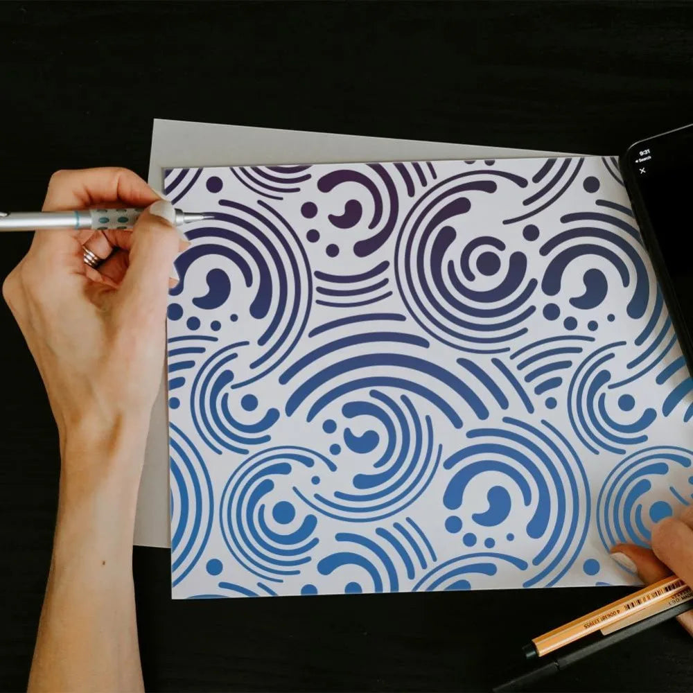2-Pack Cosmic Swirl Spiral Stencils 11.8" – Reusable Wall Craft Stencil Set Axl