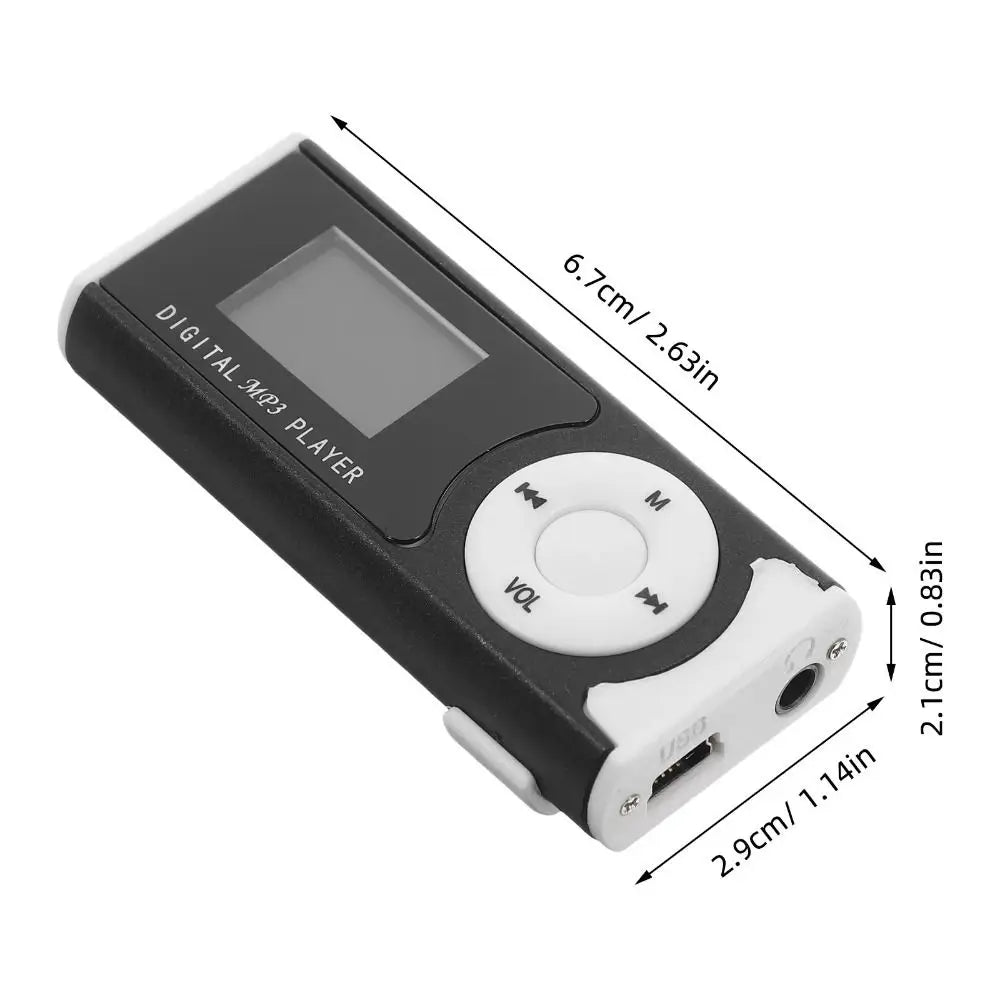 Portable Mini MP3 Player LCD Screen Metal Clip TF Card Slot Portable MP3 Player Axl