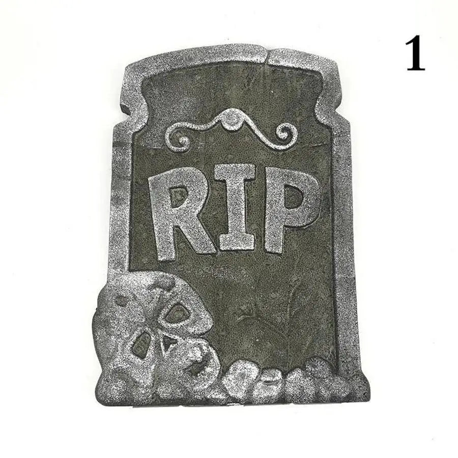 Halloween Foam Tombstone RIP Skull Prop – Waterproof Yard Decor Halloween Prop Axl